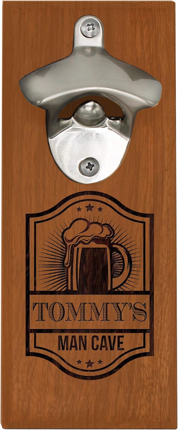 Personalized Engraved Wooden Beer Bottle Opener for Him