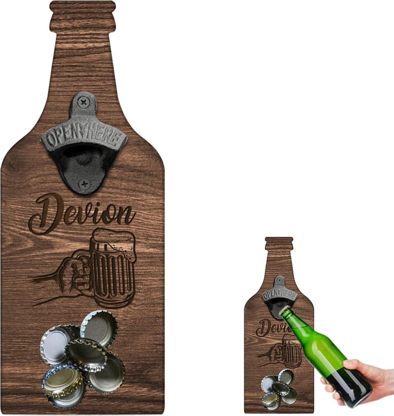 Father's Day Personalized Wooden Magnetic Bottle Opener