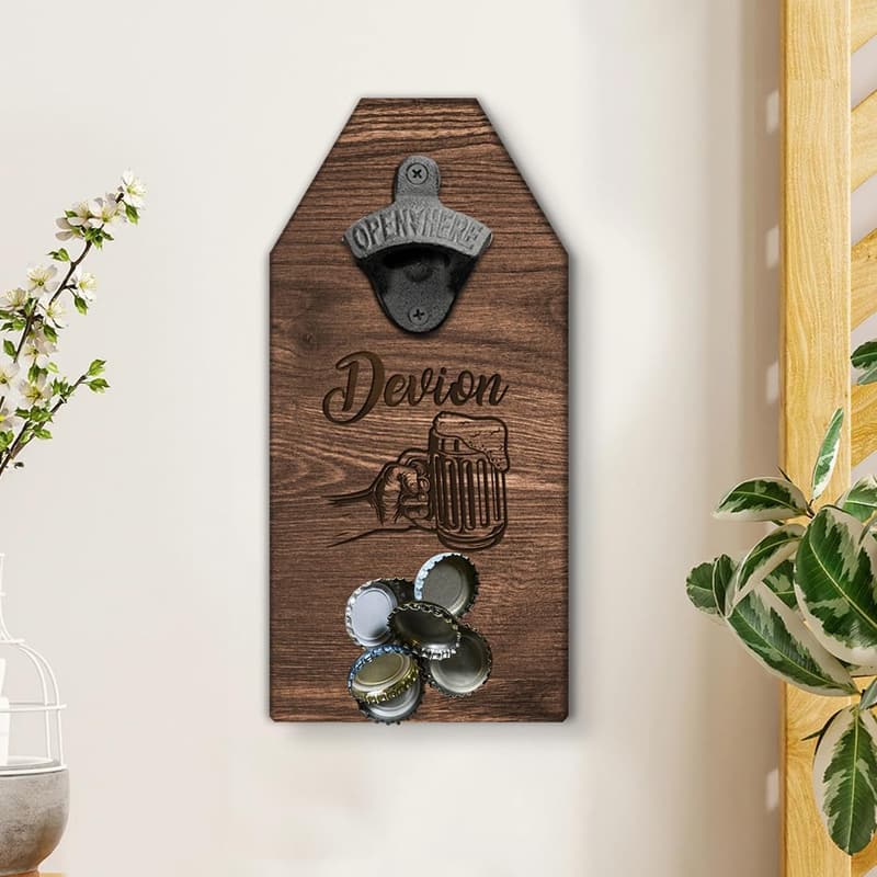 Father's Day Personalized Wooden Magnetic Bottle Opener