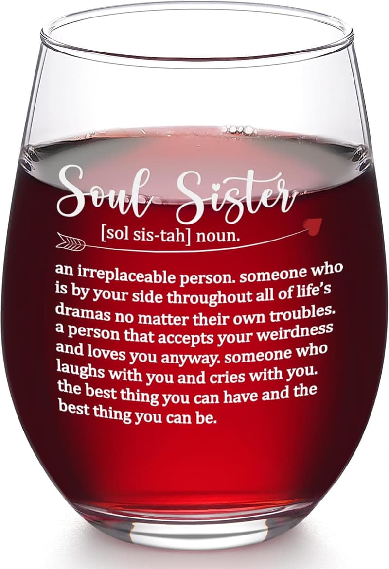 Soul Sister Wine Glass - 17 oz Gift for Best Friends