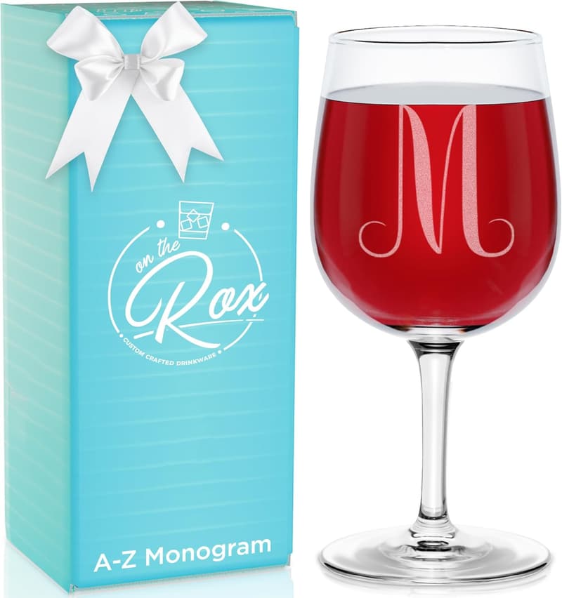 Personalized Monogrammed Wine Glass Gift for Women - 12.75 oz