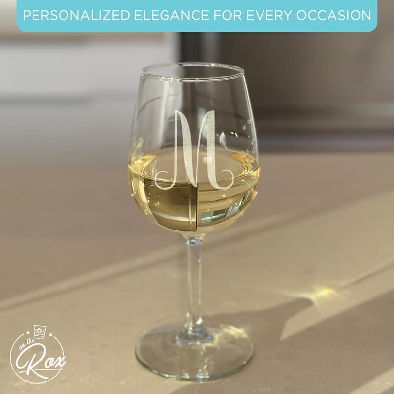 Personalized Monogrammed Wine Glass Gift for Women - 12.75 oz