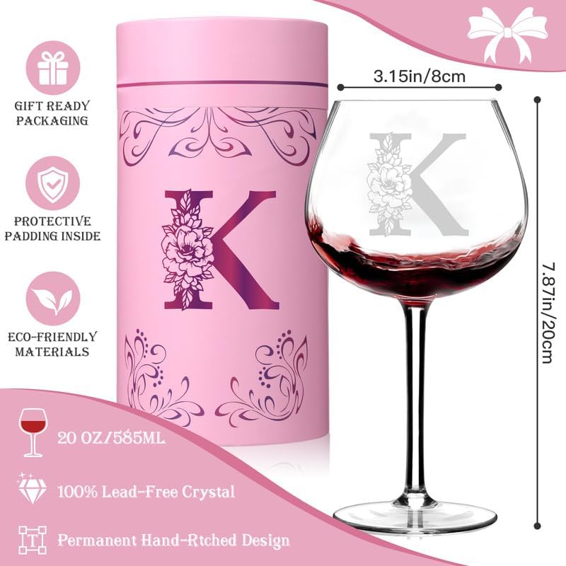 Personalized 20 oz Wine Glass - Engraved Gift for Women