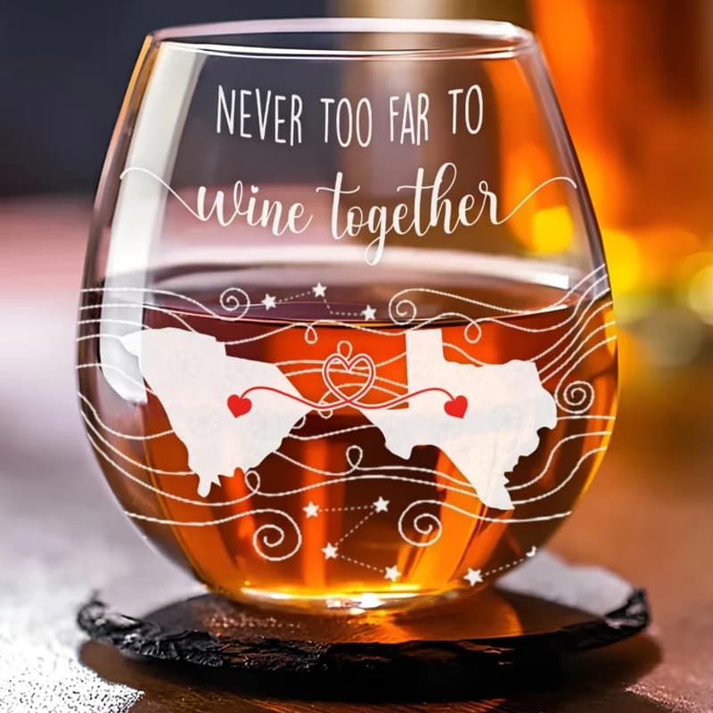 Personalized Stemless Wine Glass - Long Distance Gift for Friends