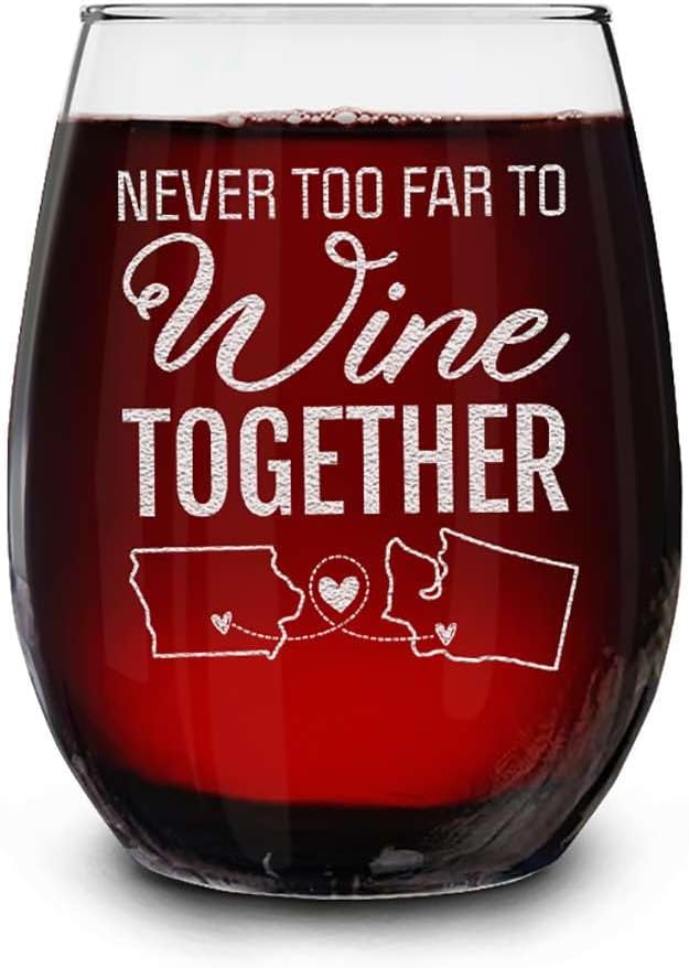 Personalized Long-Distance Friendship Stemless Wine Glass