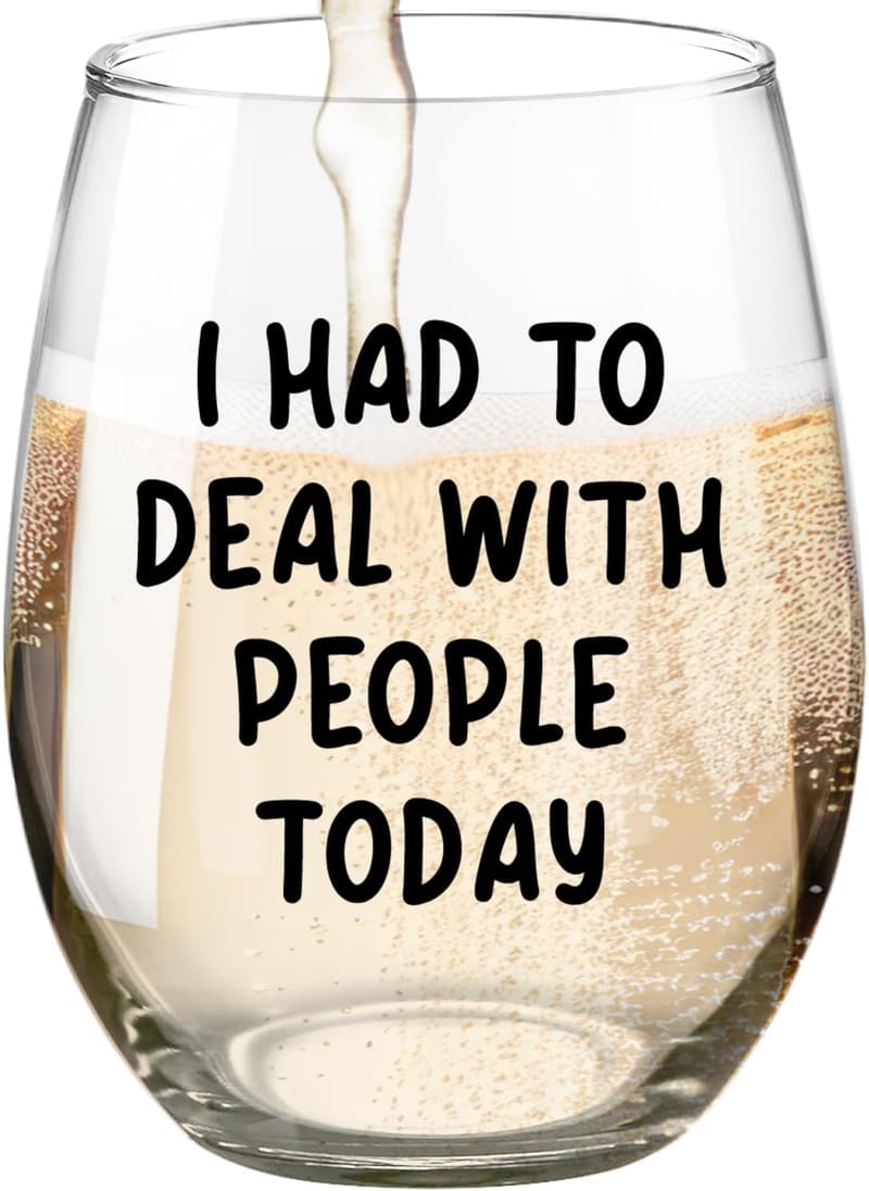Funny Wine Glass for Introverts - 15 oz Stemless Gift