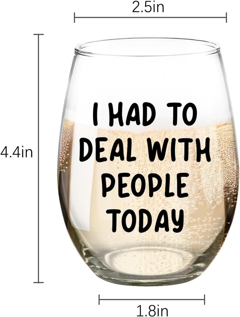 Funny Wine Glass for Introverts - 15 oz Stemless Gift