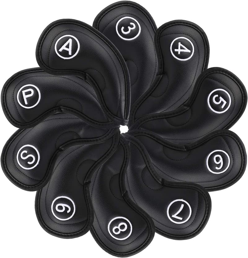 Golf Iron Head Covers Set, 10pcs Waterproof PU Leather