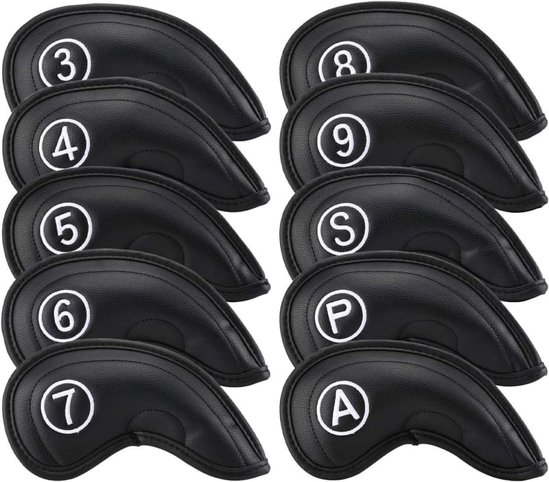 Golf Iron Head Covers Set, 10pcs Waterproof PU Leather