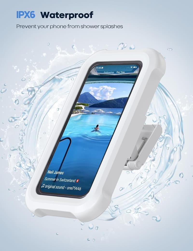 Waterproof Shower Phone Holder - 480° Rotatable Bathroom Mount