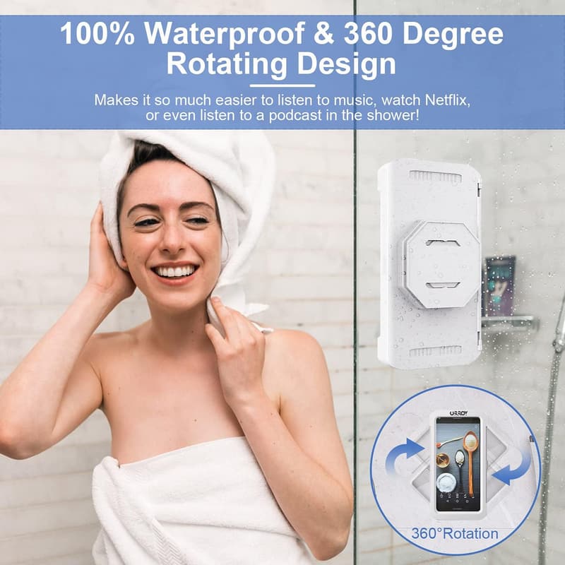 Waterproof Shower Phone Holder with 360° Rotation