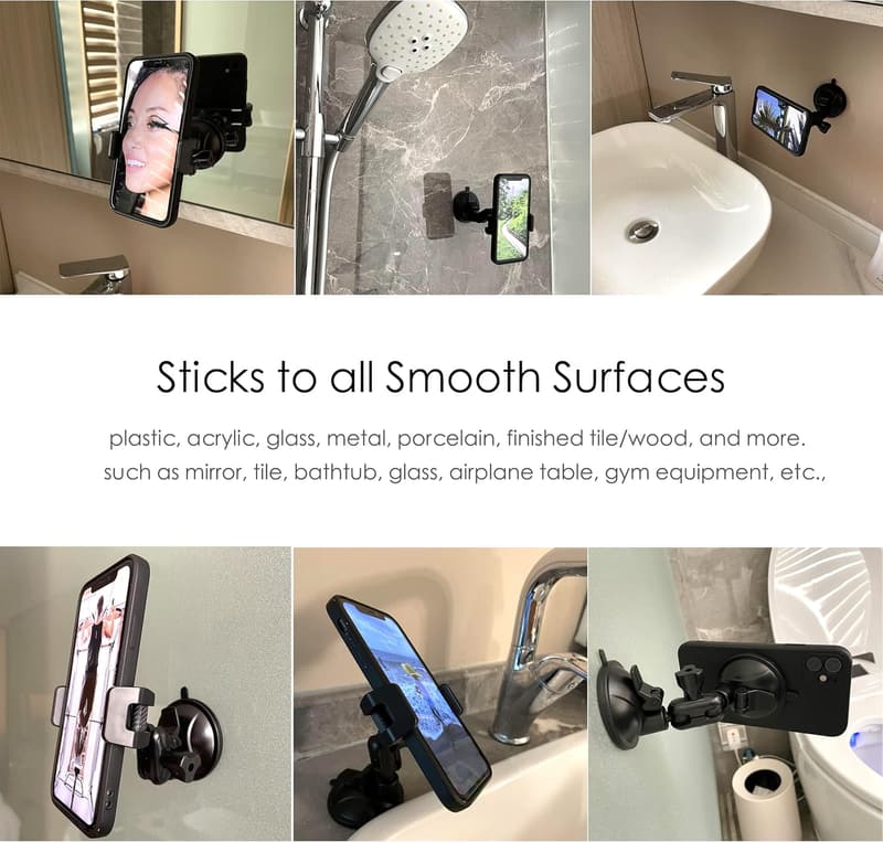 Dual 360° Rotating Suction Cup Phone Holder for Travel Vlogs