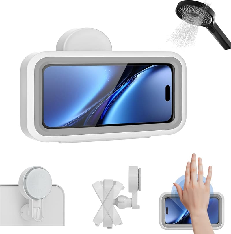 Waterproof Shower Phone Holder with 480° Rotation for 4-7