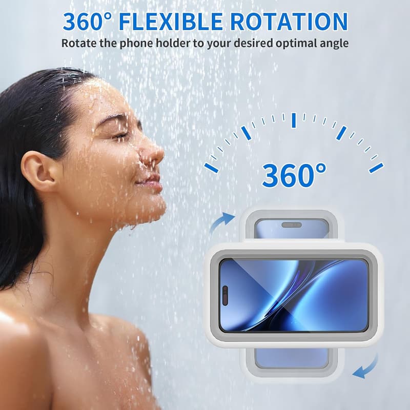 Waterproof Shower Phone Holder with 480° Rotation for 4-7
