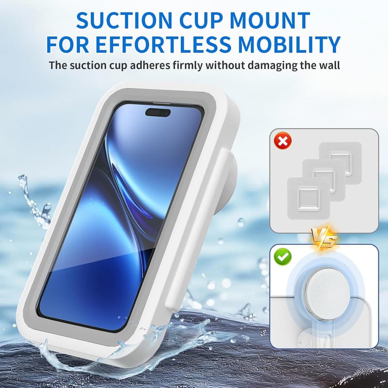 Waterproof Shower Phone Holder with 480° Rotation for 4-7