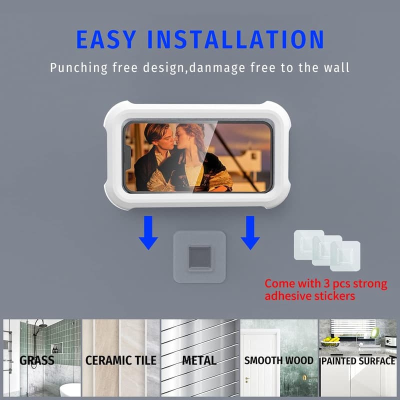 Waterproof 480° Rotating Shower Phone Holder for 4