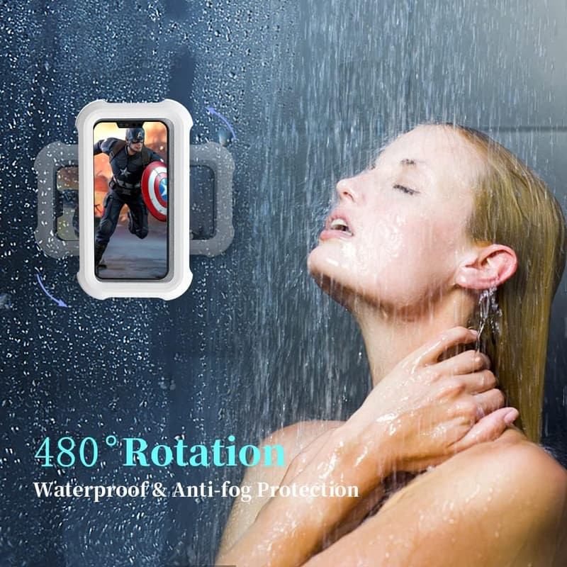 Waterproof 480° Rotating Shower Phone Holder for 4