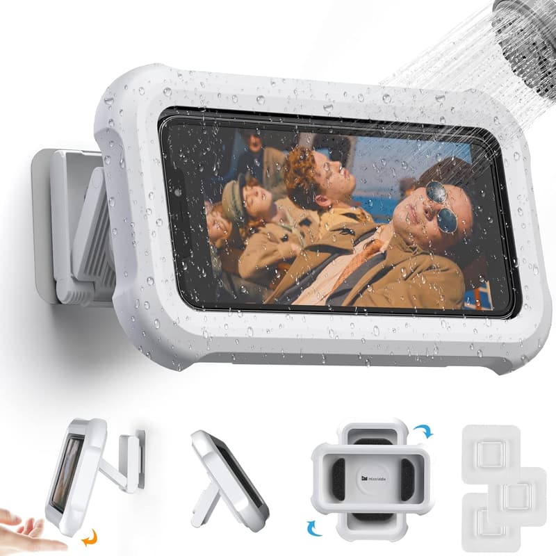 360° Rotating Waterproof Wall-Mounted Phone Holder for Showers