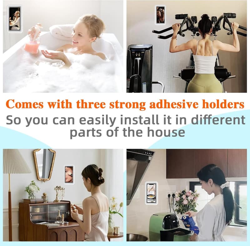 Waterproof Adjustable Shower Phone Holder with Anti-Fog Design