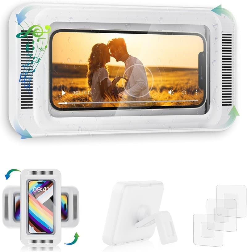 Waterproof Shower Phone Holder with Speaker Hole for iPhone