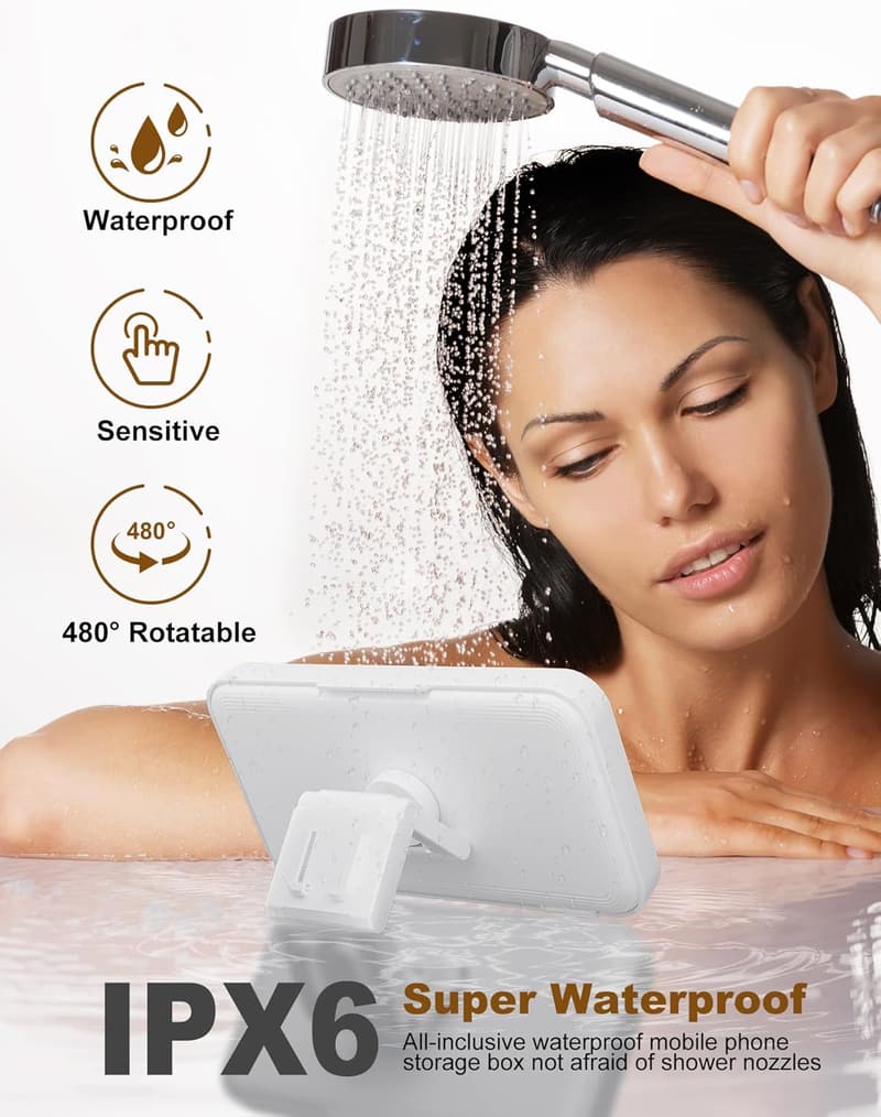 Waterproof Shower Phone Holder with Speaker Hole for iPhone