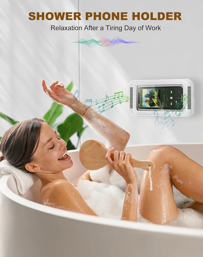 Waterproof Shower Phone Holder with Speaker Hole for iPhone