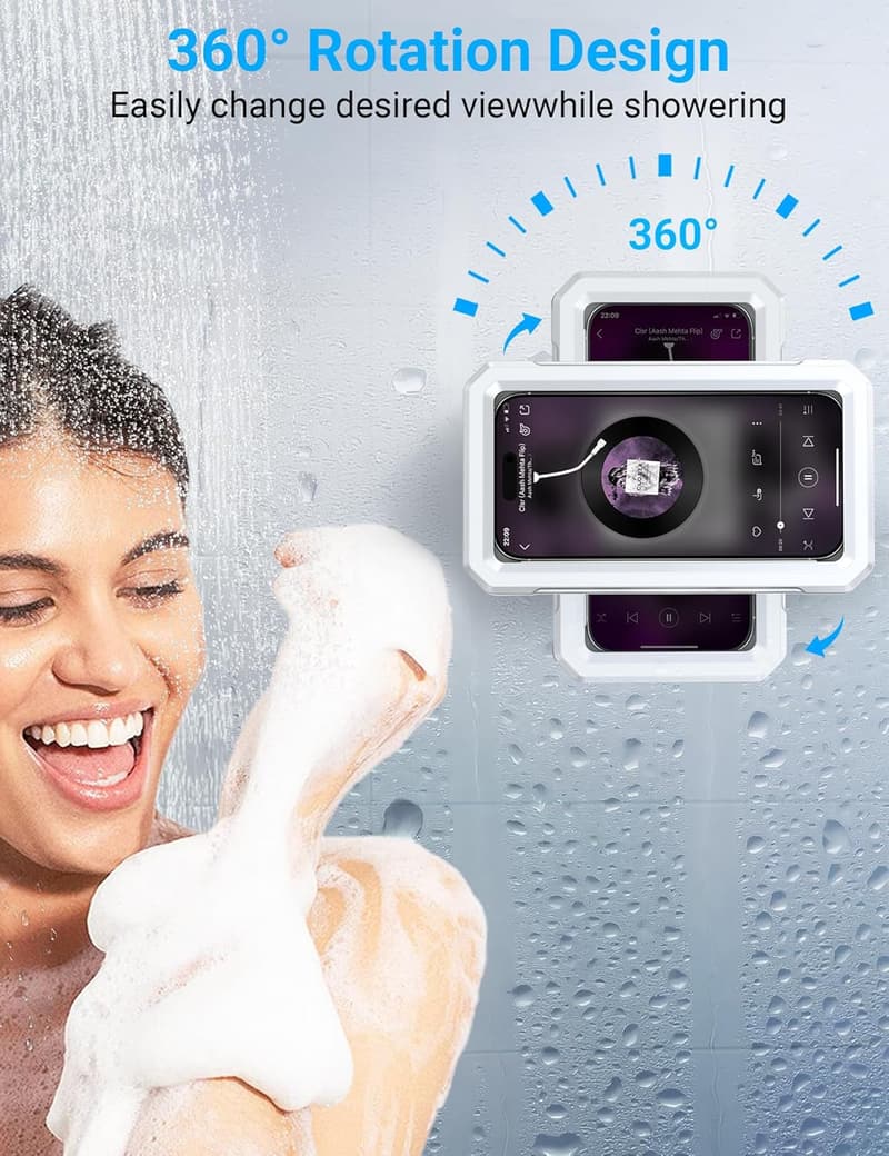 Waterproof Shower Phone Holder - 480° Rotatable, Adjustable Stand