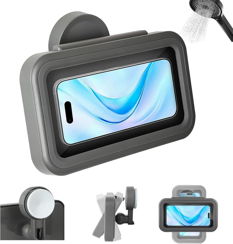 Waterproof Shower Phone Holder with 480° Rotation and Suction Cup