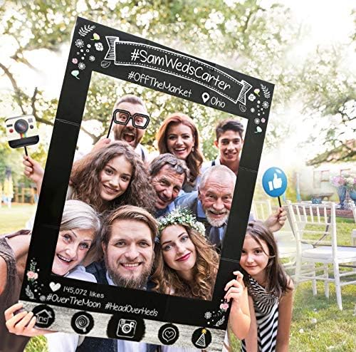 Social Media Photo Booth Frame with Emoji Props for Parties