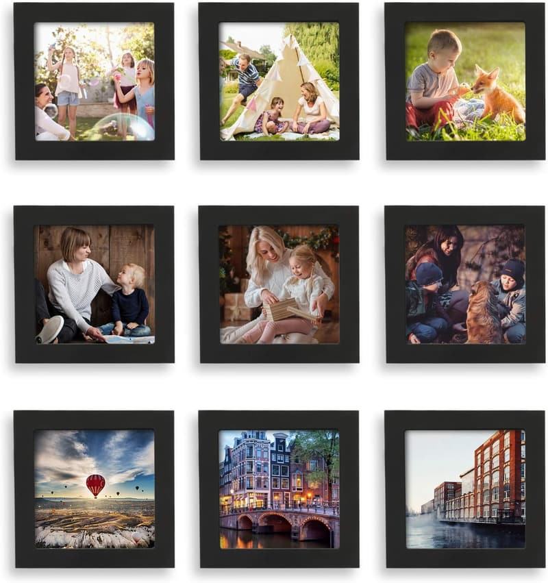 Black 4x4 Picture Frame Set - 9 Instagram Collage Frames