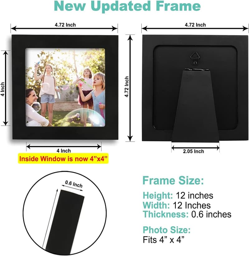 Black 4x4 Picture Frame Set - 9 Instagram Collage Frames