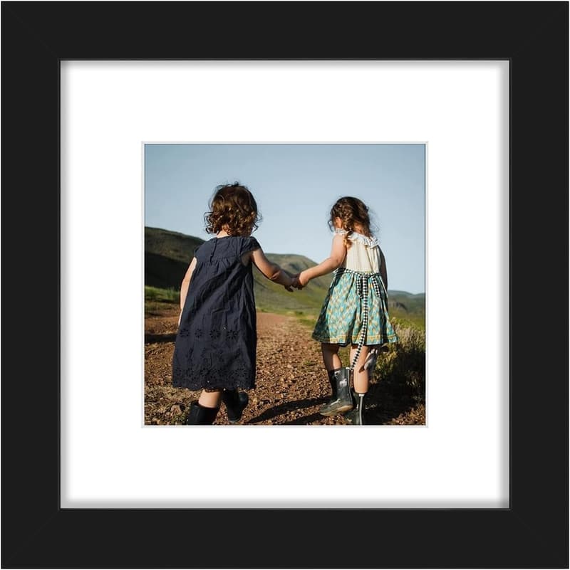 Black 6x6 Wood Frame with White Mat for 4x4 Photos