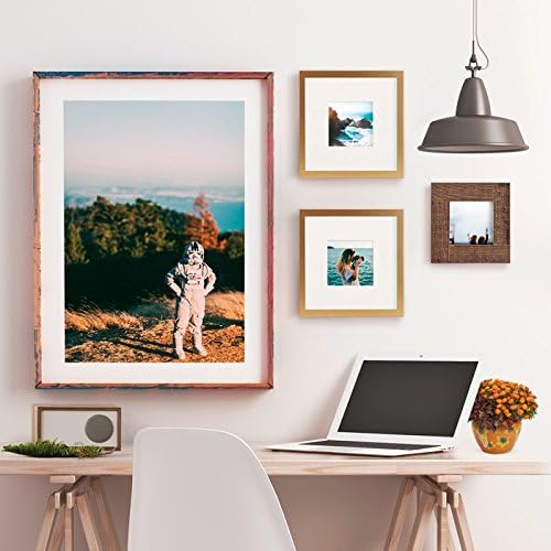 Gold Metal Square Instagram Photo Frame, 8x8 (4x4 Matted)