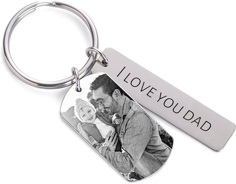 Personalized Engraved Photo Keychain for Dad