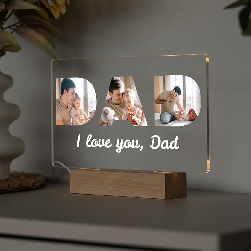 Personalized LED Acrylic Gift for Dad - Unique Birthday or Father's Day Present
