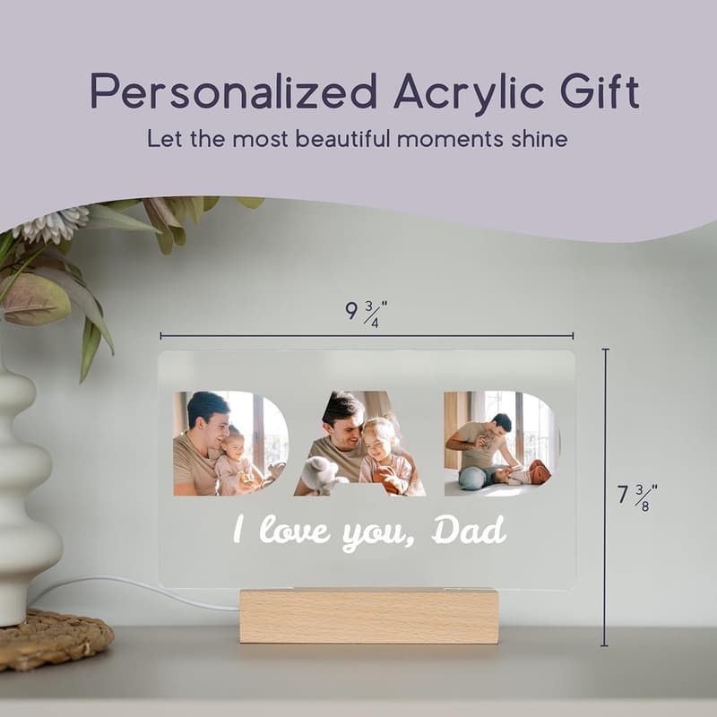 Personalized LED Acrylic Gift for Dad - Unique Birthday or Father's Day Present