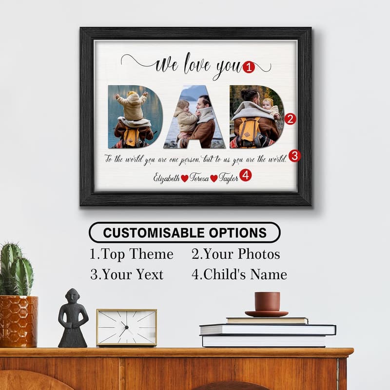 Personalized Black Picture Frame for Father's Day Gifts