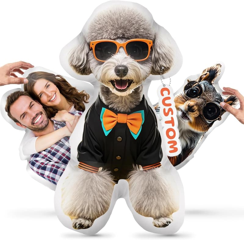 Personalized Pet-Shaped Pillow - Custom Photo Gift for Family
