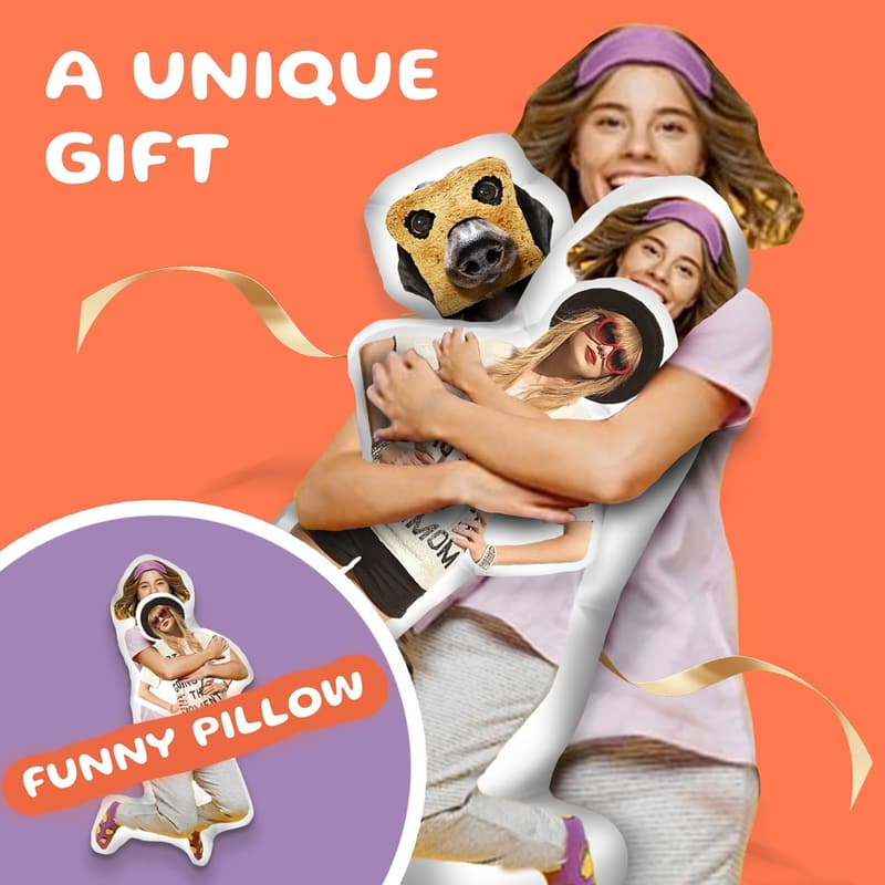 Personalized Pet-Shaped Pillow - Custom Photo Gift for Family