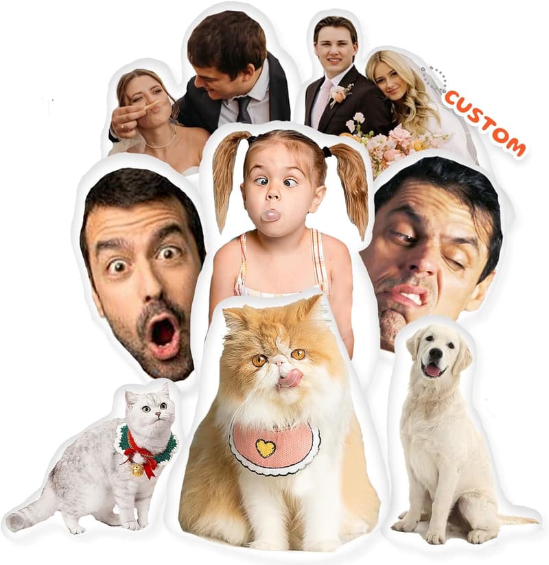 Personalized Pet Photo Pillow - Custom Dog & Cat Face Gift