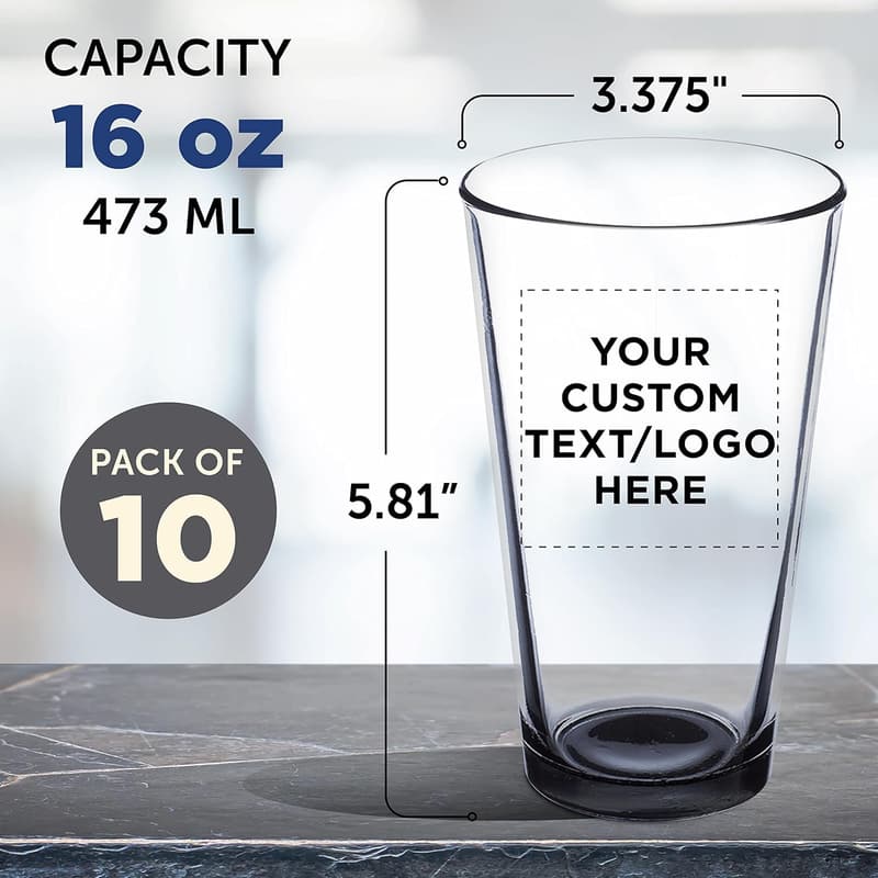 Personalized 16 oz. Beer Pint Glass Set - Bulk Pack of 10