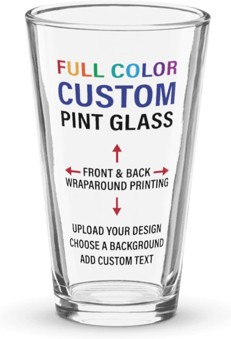 Custom 16oz Tempered Beer Pint Glass - Personalized Gift