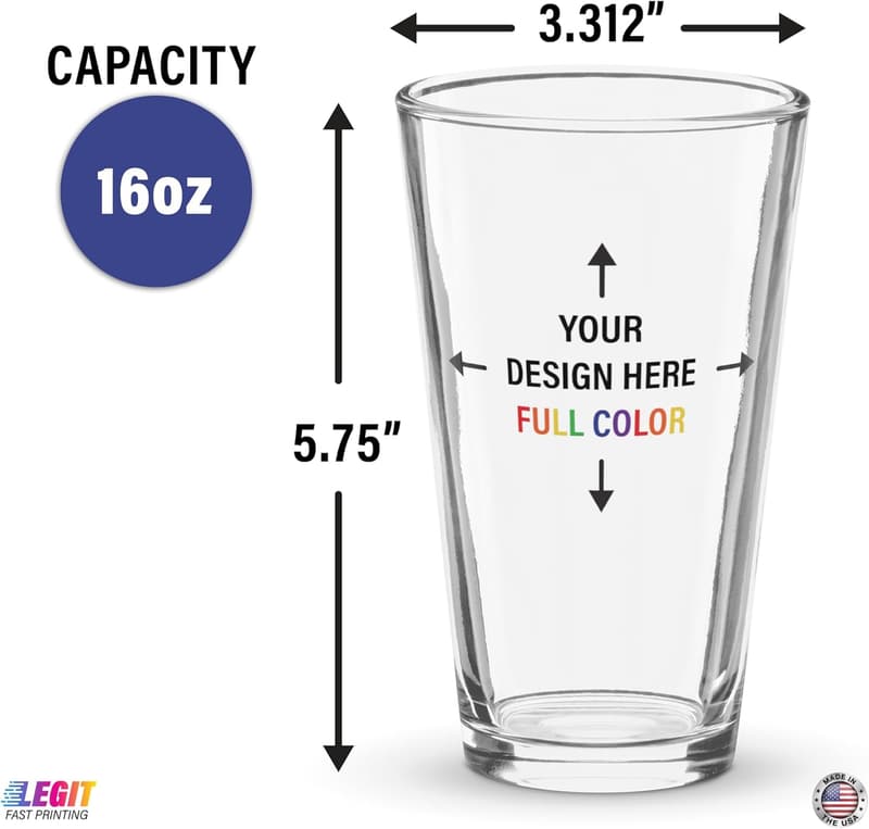 Custom 16oz Tempered Beer Pint Glass - Personalized Gift