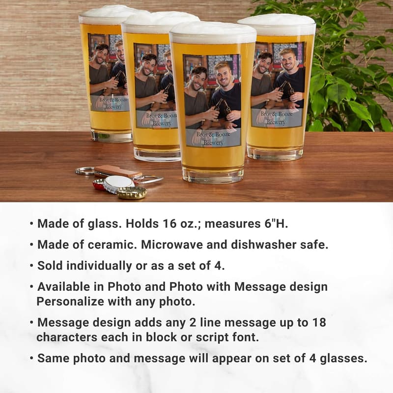 Personalized Photo Beer Glass - 16oz for Beer Enthusiasts