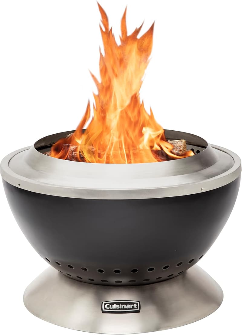 Portable Smokeless Fire Pit with Removable Base, Stainless Steel