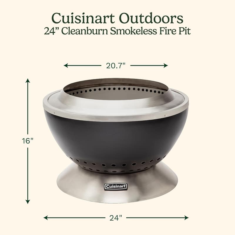 Portable Smokeless Fire Pit with Removable Base, Stainless Steel