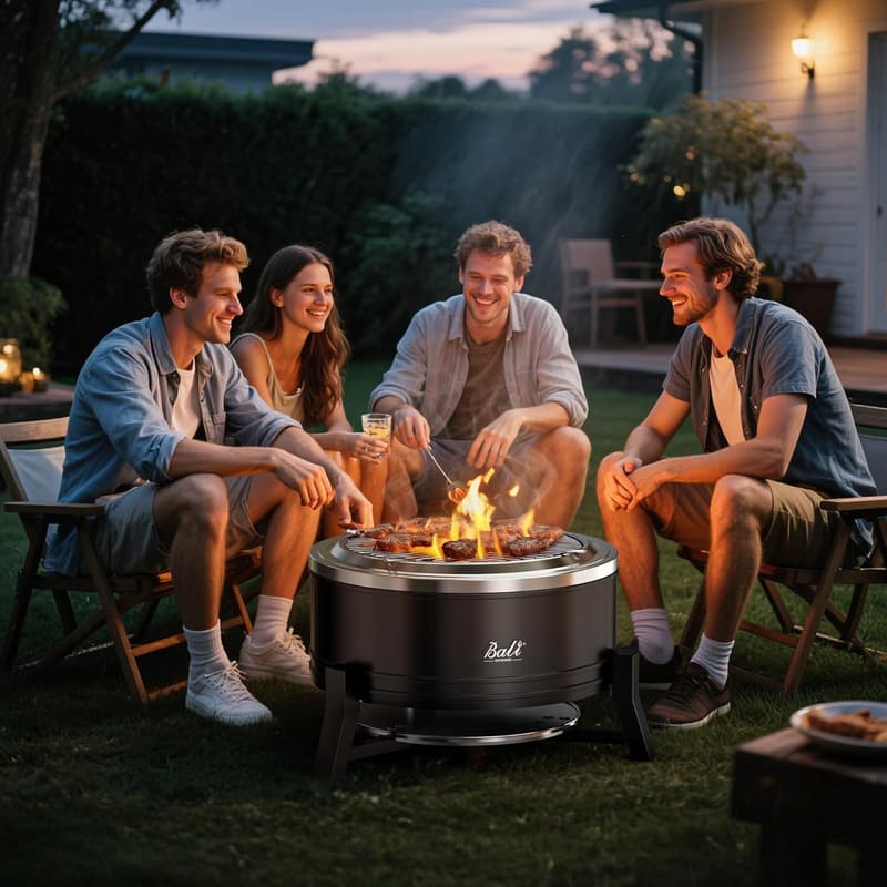 Portable Smokeless Fire Pit for Outdoor Patios - 22 inch