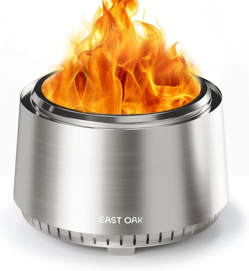 Portable 21'' Smokeless Fire Pit with Stainless Steel & Carry Bag