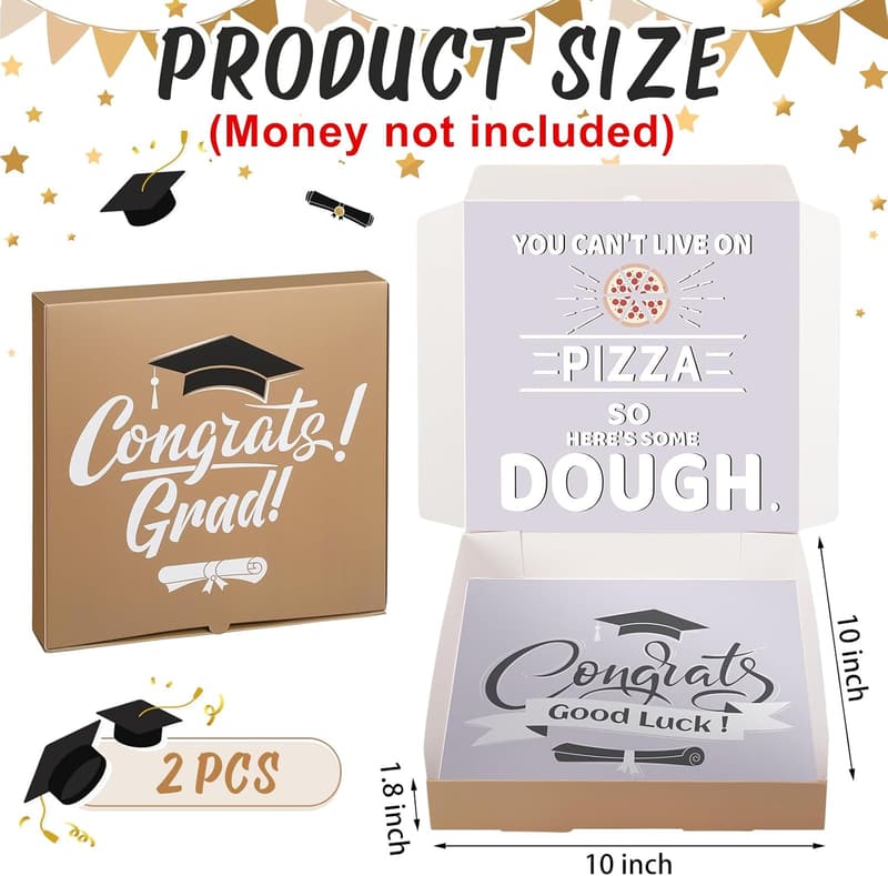 Graduation Pizza Box Money Holder - 2 Pcs Class of 2025