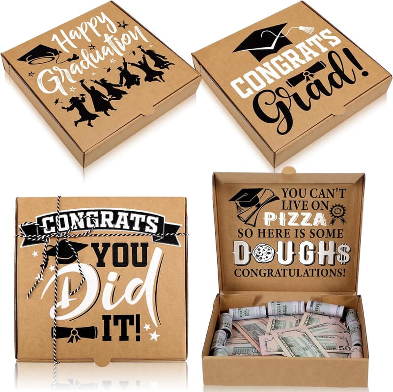 2025 Graduation Pizza Box Money Holder Gift Set - 3 Pcs